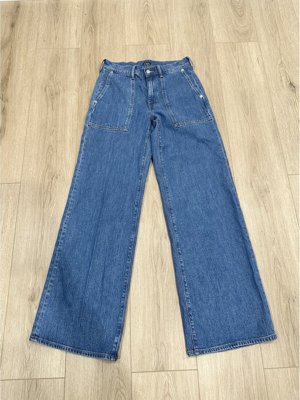 NWT J.Crew Camp Pocket Wide Leg Jeans Womens Size 25T Medium Wash